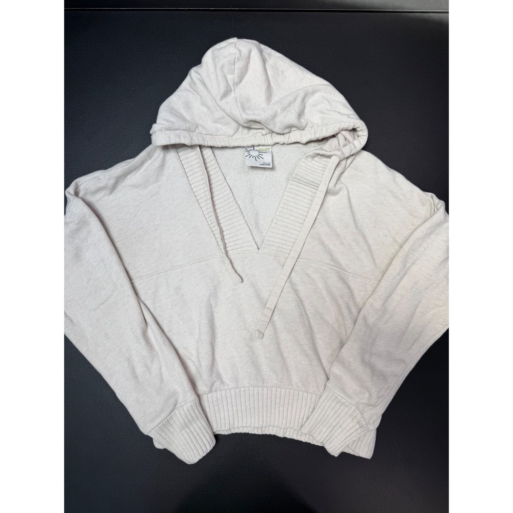 OFFLINE by Aerie Women XS Oatmeal Cream V-Neck Cropped Hoodie Pullover